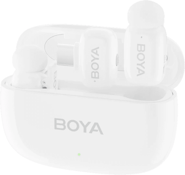 Detalle de Boya Mini Ultra-Mini Weiß (USB‑C und Lightning) Set mit zwei Mikrofonen und zwei Empfängern
