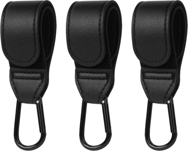 Detalle de URAQT Crochet de poussette – lot de 3 ganchos universels avec mousqueton et attache pour sacs