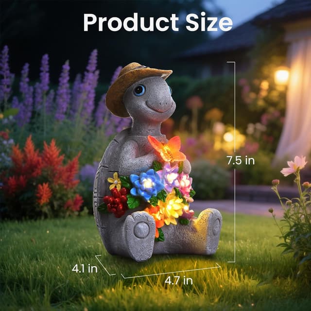 Thumbnail 4 de footreal Turtle Solar Garden Ornament 19×12×10.5cm