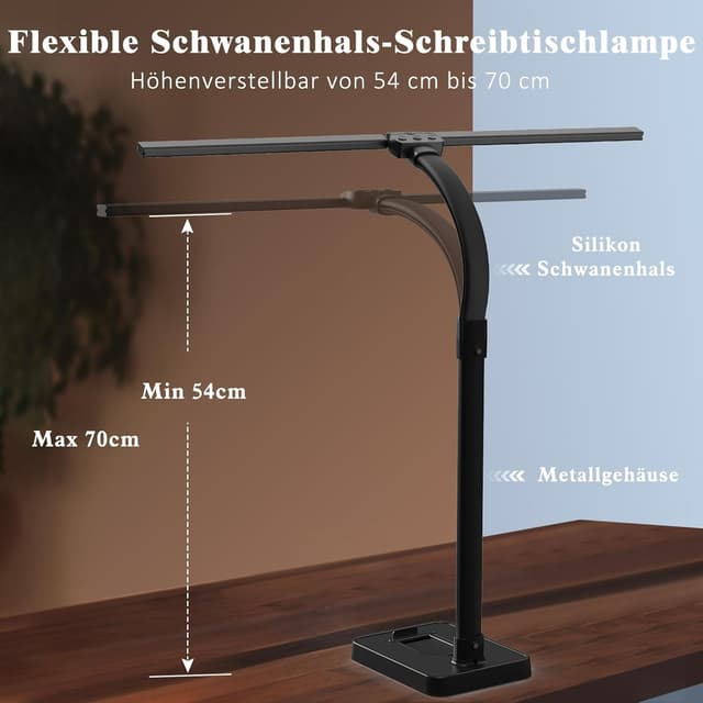 Thumbnail 5 de Doppelkopf Schreibtischlampe 24W dimmbar