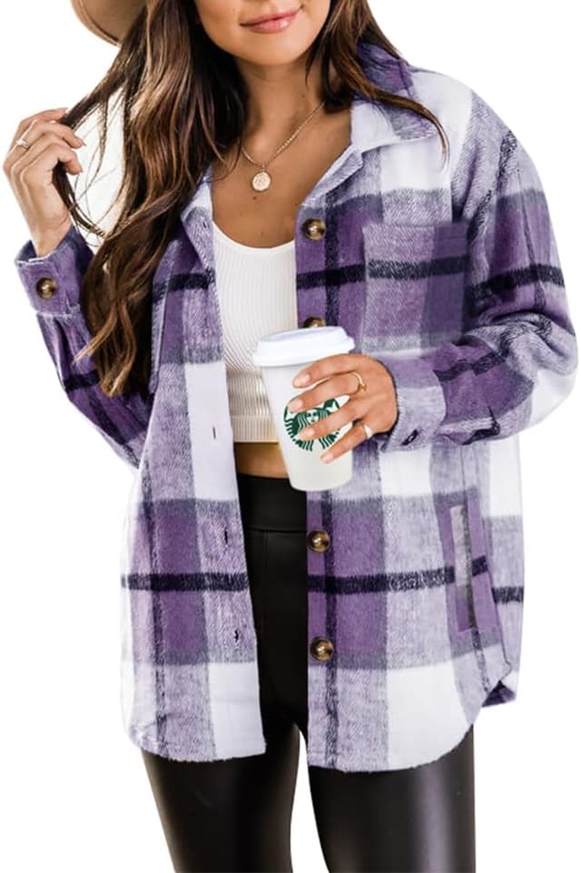 Detalle de Beaully Plaid Shacket Jacket 1 Piece