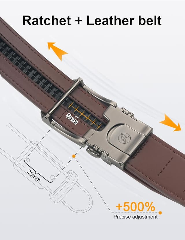 Detalle de JUKMO 1,5“-Leder-Ratschengürtel (38 mm) für Herren in Geschenkbox