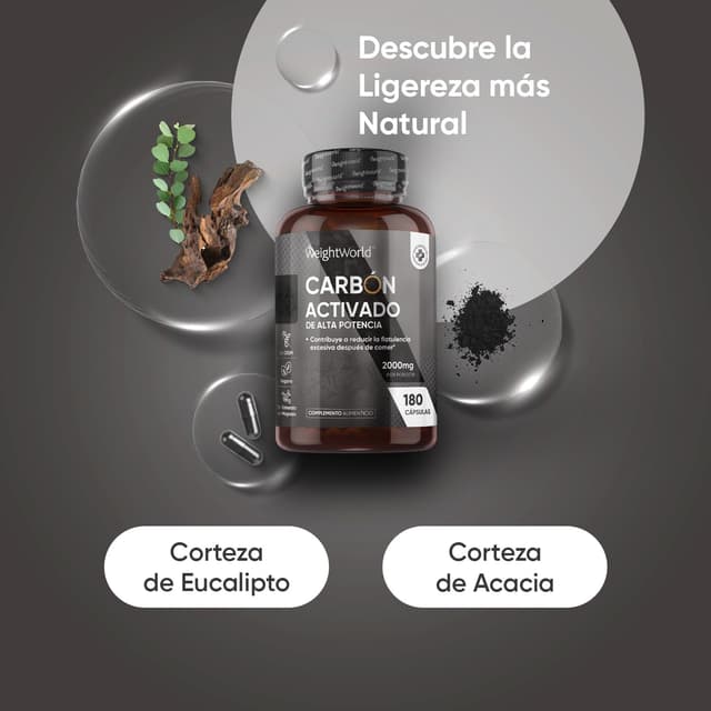 Thumbnail 1 de Carbón Activado 2000mg Vegano 🌿 - 180 Cápsulas para Gases