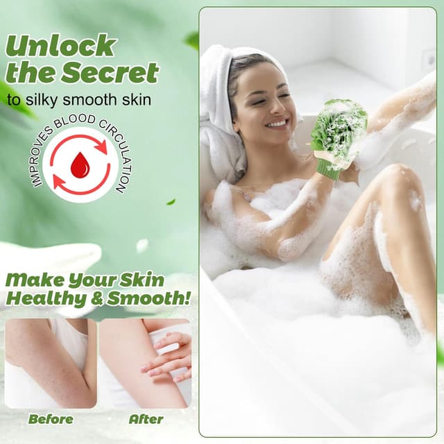 Detalle de Homgaty Back Scrubber and Exfoliating Mitt Set – dual-sided loofah-style scrub strips and bath glove