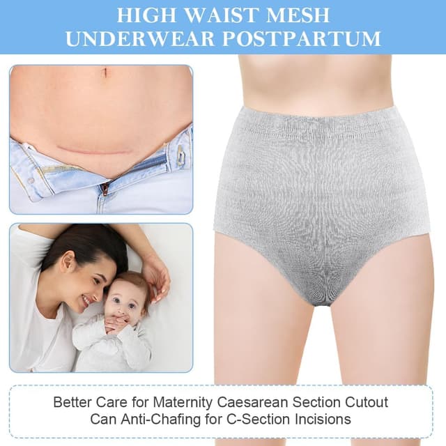Detalle de Culottes post-accouchement jetables ACWOO (lot de 4) : slips maternité taille haute pour incontinence et césarienne