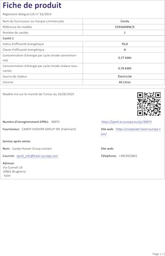 Detalle 2 de Candy CVE660MW/ E cocina de libre instalación 60 cm con vitro 4 zonas y horno eléctrico 60 L