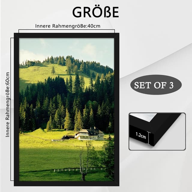 Detalle 2 de QPQIYIY Bilderrahmen 40x60 cm 3er Set