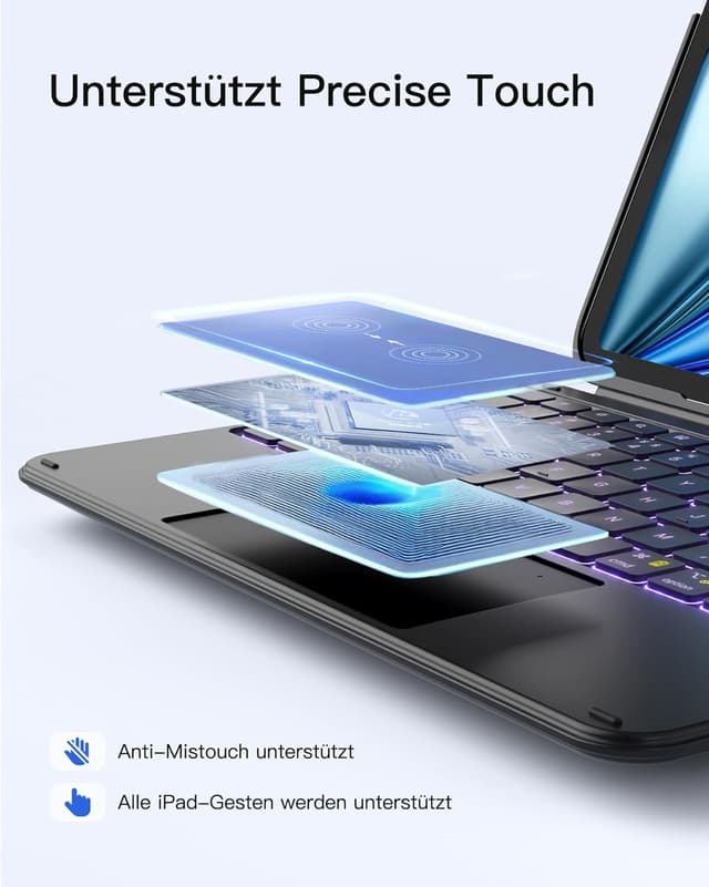 Thumbnail 6 de Inateck AceTouch KB04122-RGB Hülle mit abnehmbarer Tastatur für iPad 11 (QWERTZ, Trackpad, RGB)
