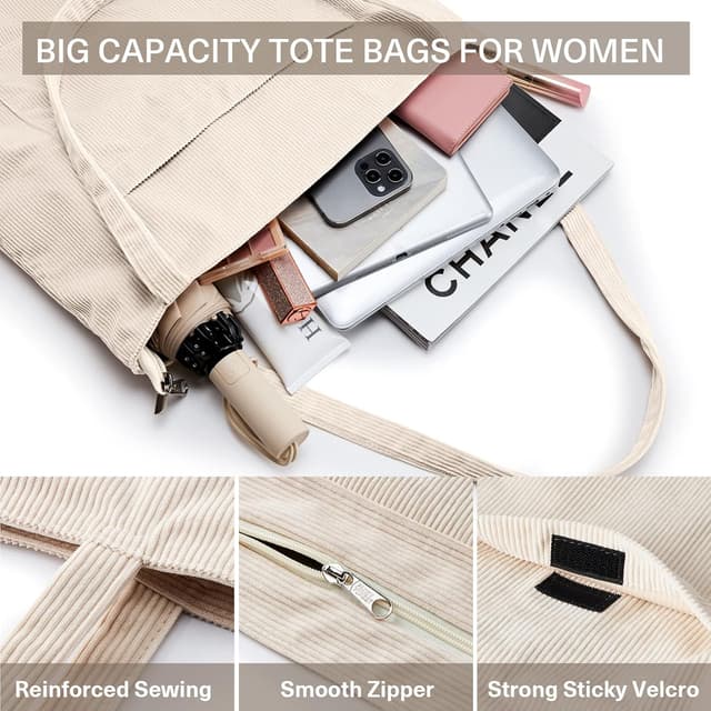 Detalle de KALIDI tote bag with waterproof corduroy