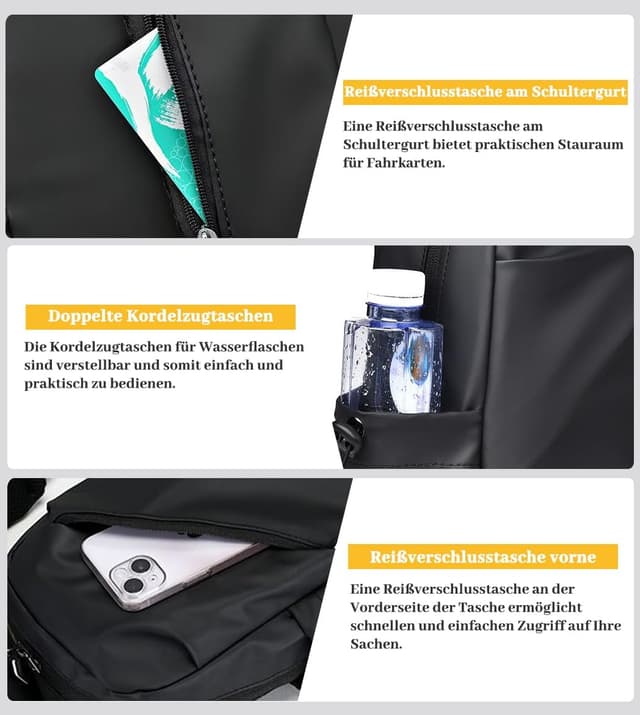 Detalle de ZenithPeak Umhängetasche Herren – wasserabweisende Mini Sling Bag mit Kopfhöreranschluss