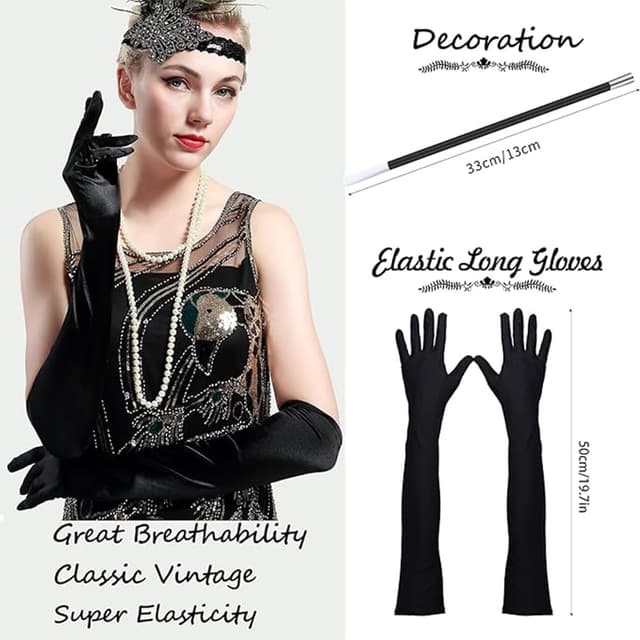Detalle 2 de Pecehom 1920s Flapper Accessories Set for Women 🎭