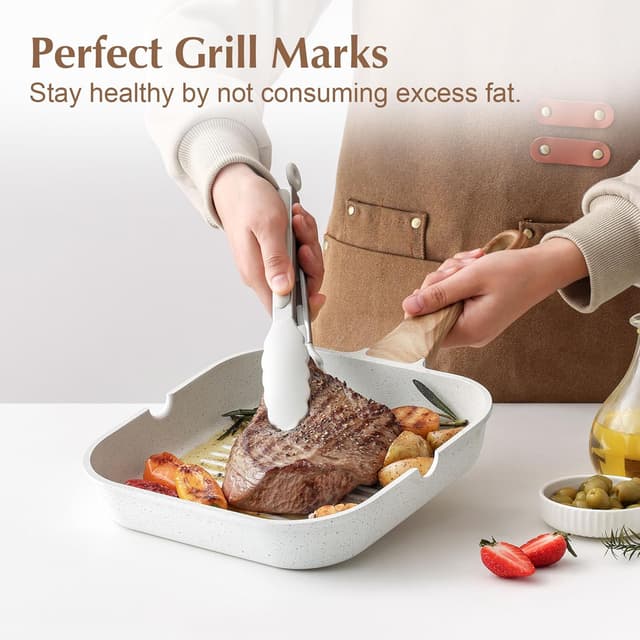 Detalle de SENSARTE 9.5-Inch Ceramic Grill Pan