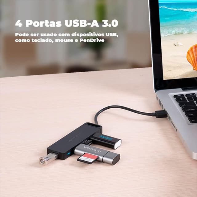 Detalle 2 de VENTION USB Hub 3.0 4‑Port with 100cm Cable