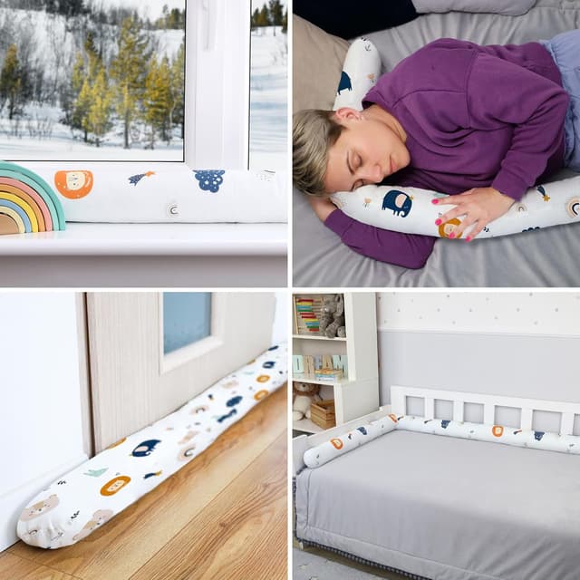 Detalle de Totsy Baby XXL Bettschlange Bettkissen XL 200 cm (Oeko-Tex-Zertifikat) – Marineblau mit Regenbogen