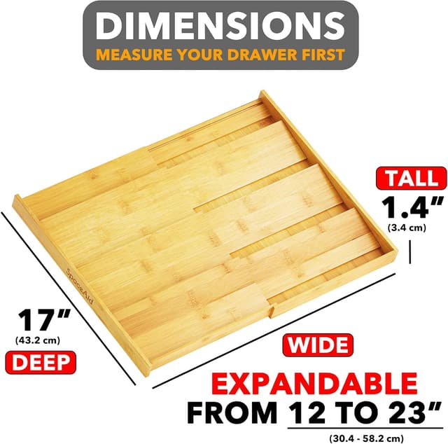 Detalle de SpaceAid Bamboo Spice Drawer Organizer (Expandable 4-Tier Insert for 3"-Deep Drawers)