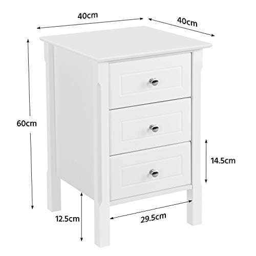 Detalle de Yaheetech Mesitas de Noche Blancas con Tres Cajones