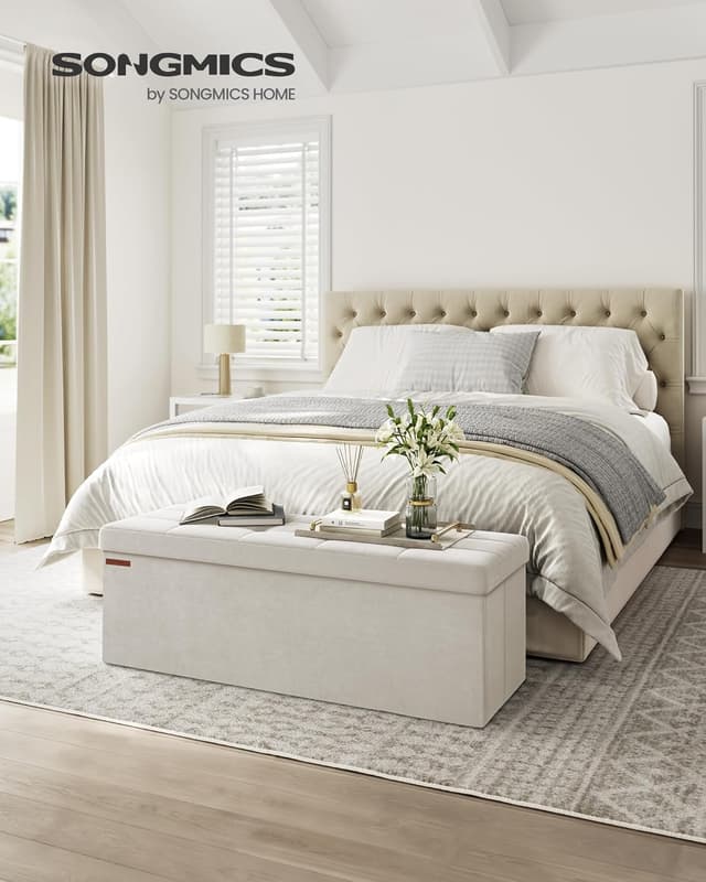 Detalle 2 de Songmics Cassapanca Pouf Contenitore 89 L