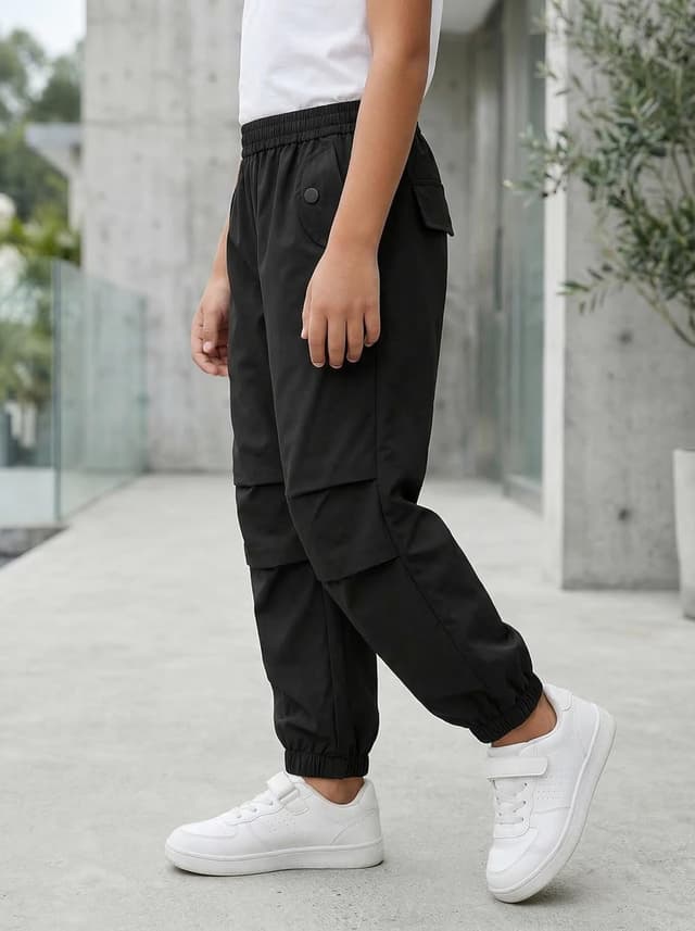 Detalle 2 de JiAmy Boys Cargo Trouser Elasticated Waist Parachute Jogging Trousers (5-14 years)