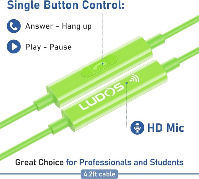 Detalle de LUDOS FEROX USB-C Kopfhörer mit Mikrofon (In-Ear, Kabel) – 5 Jahre Garantie, grün