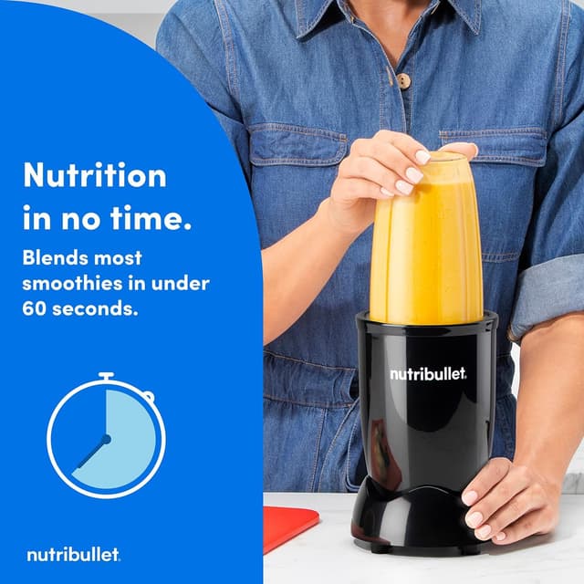 Detalle de nutribullet Blender 600 Series 7 Piece Kit (Black) – Powerful 20,000 RPM personal smoothie maker