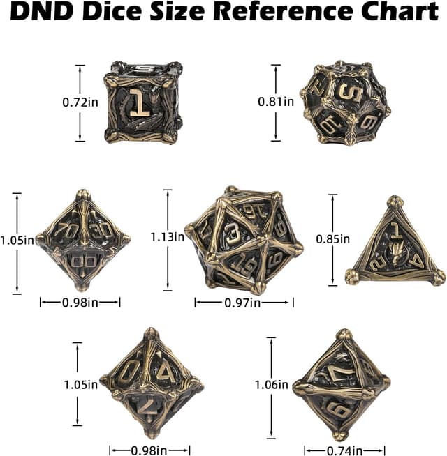 Thumbnail 5 de HKDZ Dnd Dice Set 7Pcs Antique Gold