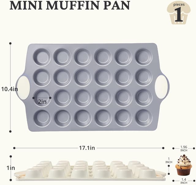 Thumbnail 6 de BRONYPRO 24-Cup Nonstick Ceramic Mini Muffin Pan & Cupcake Tin (Cream White) — PFOA/PFAS-Free, Oven & Dishwasher Safe