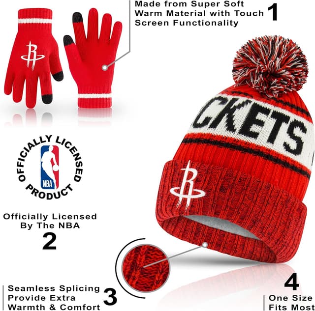 Detalle de Ultra Game Youth NBA Official Super-Soft Winter Beanie with Touch Screen Gloves