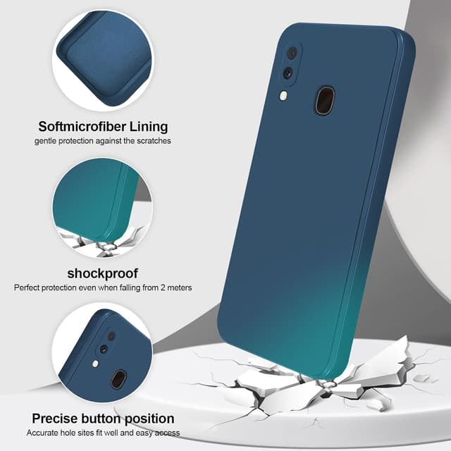 Detalle 2 de GiiYoon Liquid-Silicone-Hülle für Samsung Galaxy A20e – Rundumschutz mit weichem Mikrofaserfutter (blau)