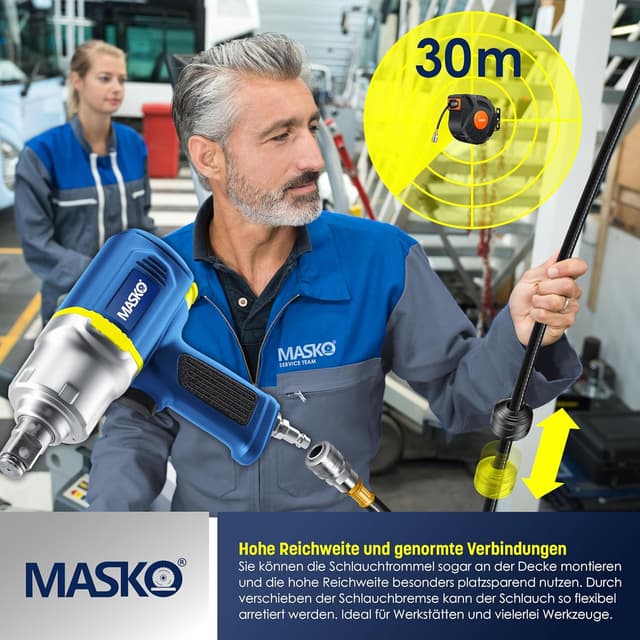 Thumbnail 4 de MASKO Automatik Druckluftschlauch Aufroller 30m