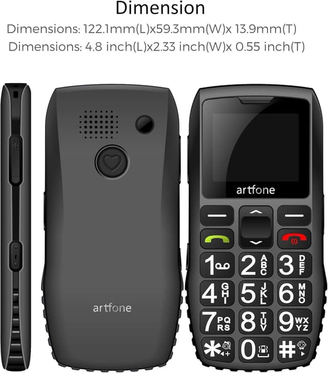 Detalle 2 de Artfone C1+ Seniorenhandy ohne Vertrag (Nano SIM, Notruftaste, Ladestation, 1.800-mAh-Akku)