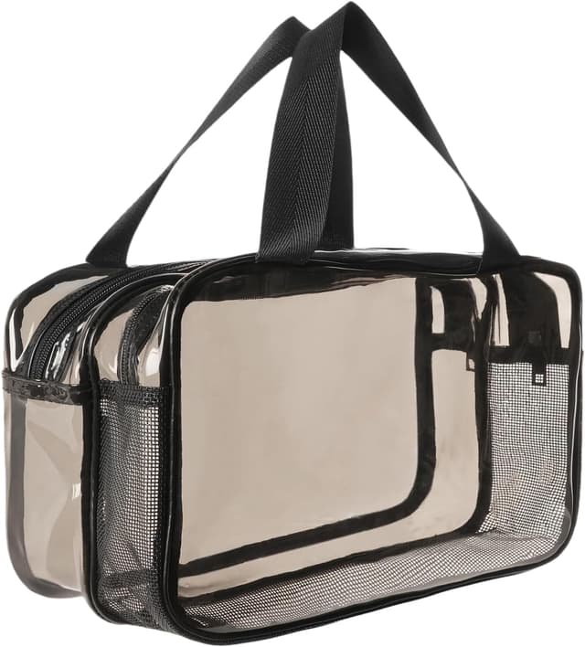 Detalle de Aucuu Trousse de toilette de voyage PVC transparente à double compartiment (27 x 15 x 16 cm)