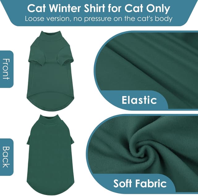 Detalle de AOFITEE Turtleneck Jumper for Cats (Soft Fleece) – Green XL