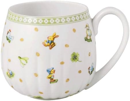 Detalle de Villeroy & Boch Easter Delight Henkelbecher grün – Kaffeebecher/Tee-Tasse aus Premium-Porzellan mit Golddetails