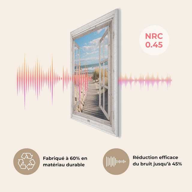 Detalle de MuchoWow décoration murale en feutre 50x70 cm (Océan / Côte) — panneau mural décoratif et acoustique