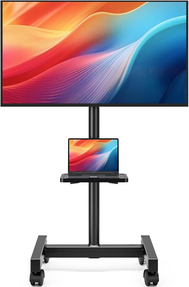 Detalle de Hemudu mobile TV stand on wheels for 13–50 inch TVs (max 20 kg, max VESA 200x200 mm)