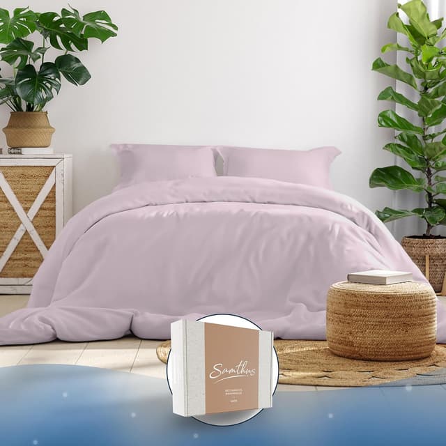 Detalle de Samthus Bettwäsche-Set 155x220 Satin aus Baumwolle (Oeko-Tex Made in Green) altrosa