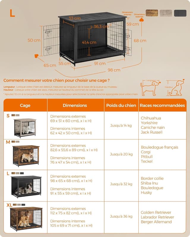 Thumbnail 5 de Feandrea PFC003X01 cage pour chiens 32 kg