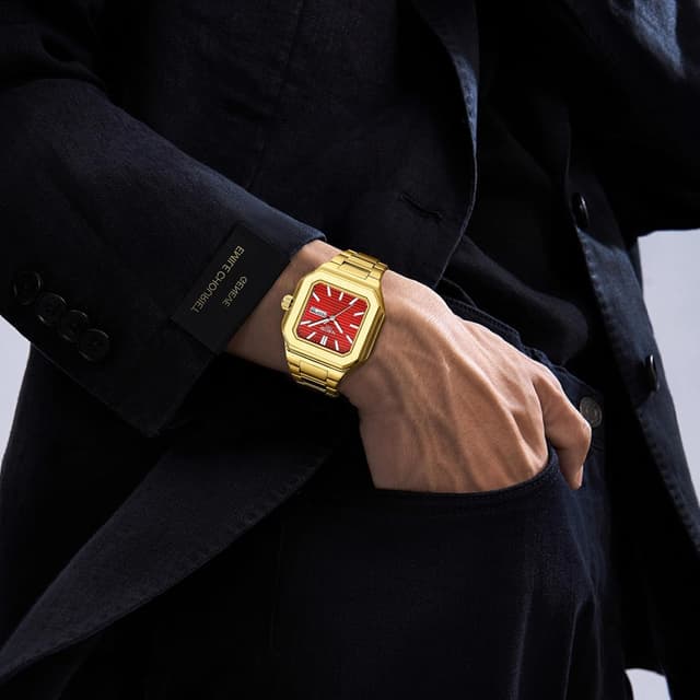 Detalle de NIBOSI orologio da uomo analogico al quarzo in acciaio inox quadrato, impermeabile 3ATM