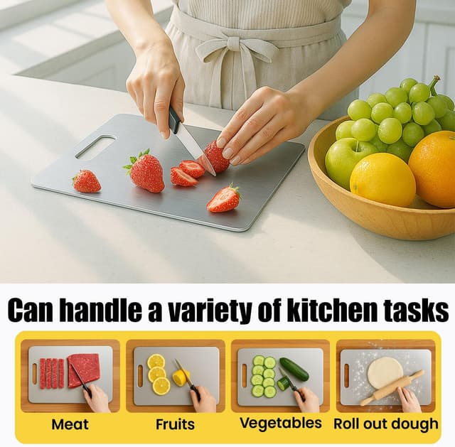 Detalle de Titanium Cutting Board Set 3-Piece, Double-Sided 🍽