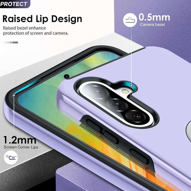 Detalle 2 de LeYi Case for Samsung Galaxy A36 5G with Invisible Ring Stand, Tempered Glass & Camera Lens Protectors (Purple)