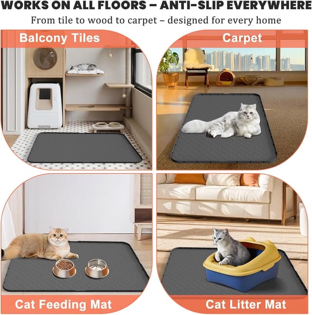 Thumbnail 6 de Silikon Katzenklo Matte XXL 88 × 56 cm – wasserfest, rutschfest & leicht zu reinigen (schwarz)