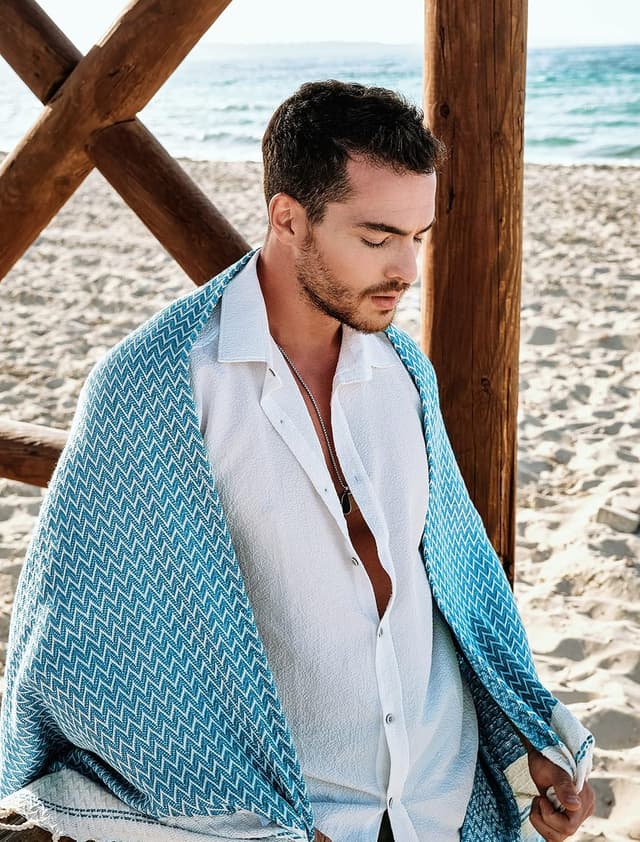 Detalle de MEVLYS Saunatuch & Hamamtuch im 2er-Set (100x180 cm) aus vorgewaschener türkischer Baumwolle – Kirschblütenrosa/Türkis