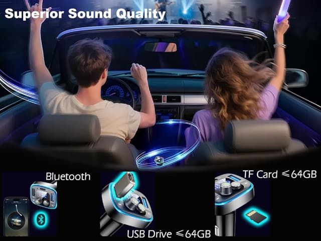Detalle 2 de LIHAN USB C Bluetooth 5.4 Car Adapter — FM Transmitter