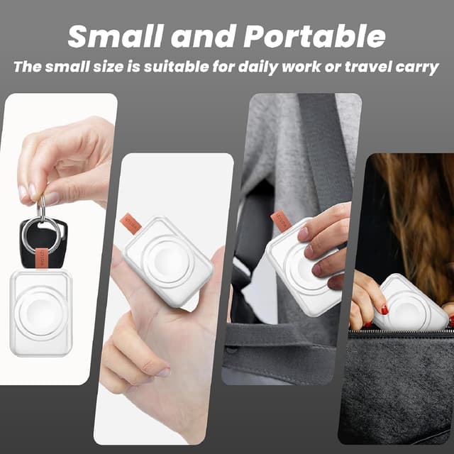 Detalle 2 de ACEQINGSE Portable Charger for Samsung Galaxy Watch 8 (Wireless Magnetic 1800mAh Power Bank, White)