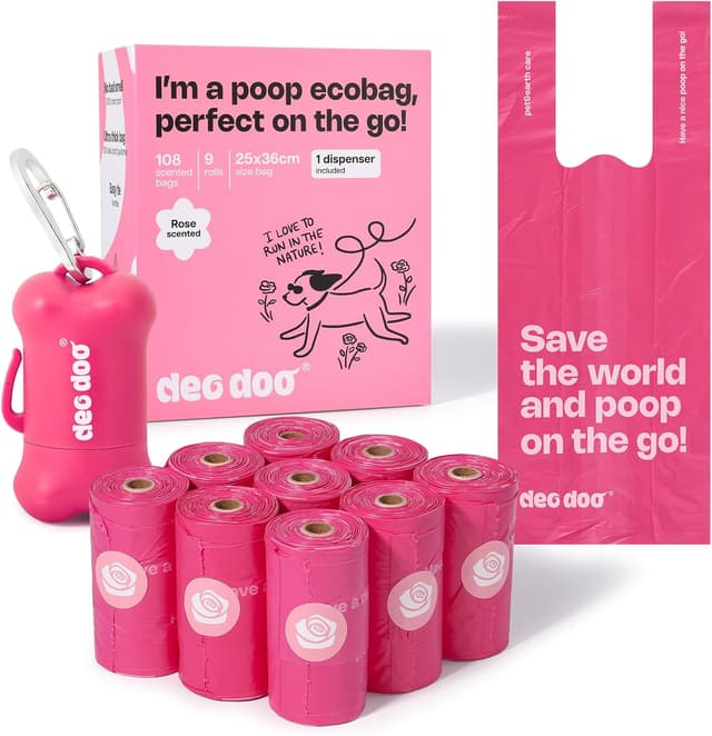 Detalle de Deo Doo Dog Pooop Bags 108-count, Rose Scented