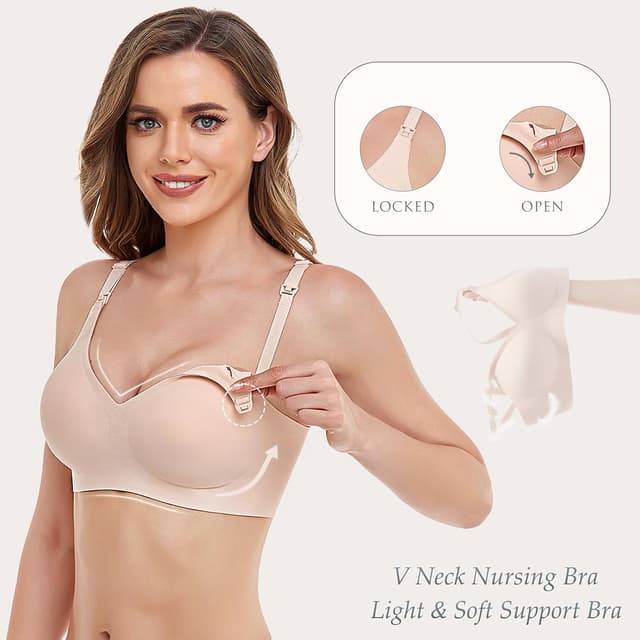 Detalle de Vinfact Seidig Glatter Still-BH Damen (ohne Bügel) – nahtloser Schwangerschafts- und Still-BH mit BH-Verlängerungen