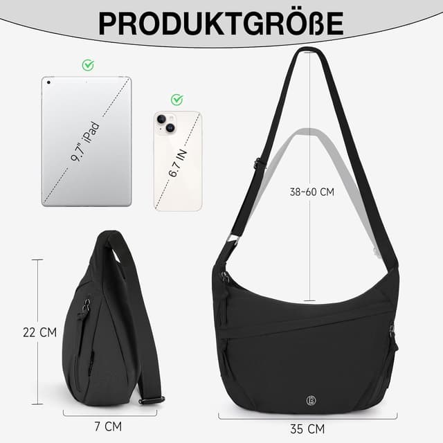 Detalle de VIMUTI Halbmond Crossbody Bag 35 x 7 x 22 cm