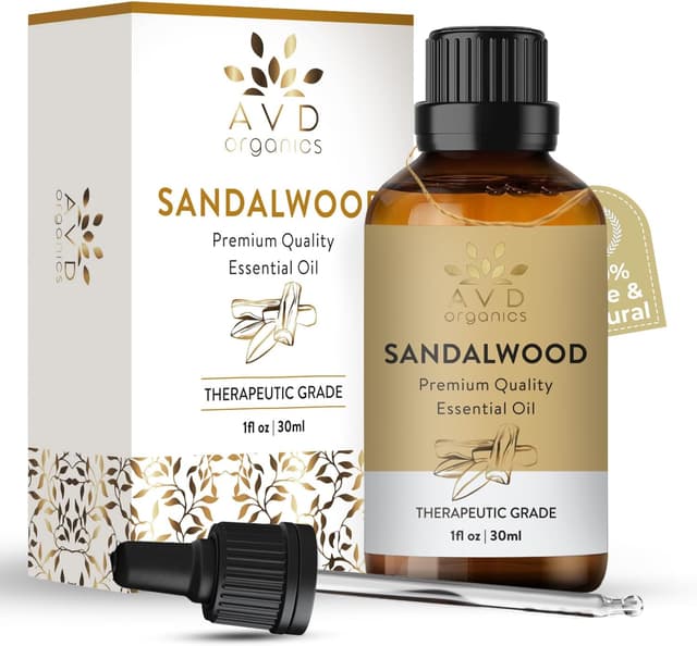 Detalle de AVD ORGANICS Ätherisches Sandelholzöl 30 ml (100% naturrein, unverdünnt) für Diffusor, Aromatherapie & DIY