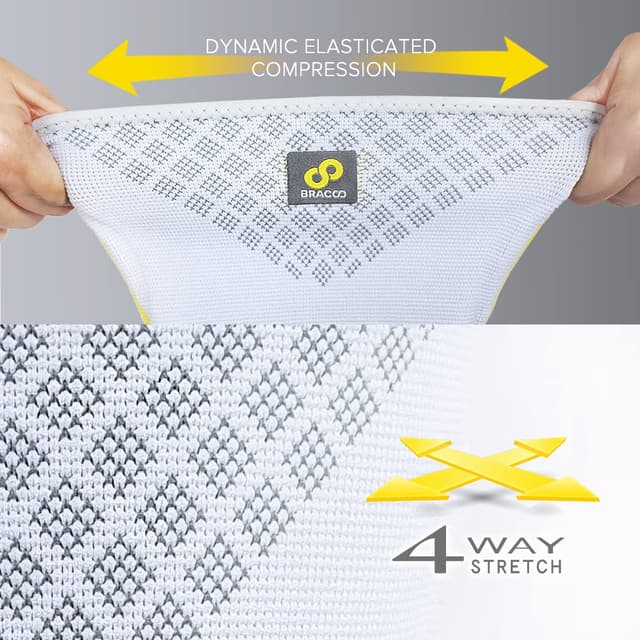 Detalle de Bracoo KE92 ginocchiera compressione con stabilizzatori laterali per uomo e donna (2 grigio, taglia M)