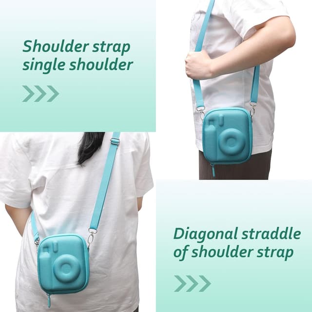 Detalle 2 de XANAD Hart Schutz Hülle für Instax Mini – Etui mit Schultergurt (grün) passend für Mini 13/12/11/9/…